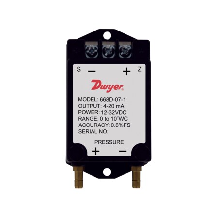 Dwyer Instruments Differential Pressure Transmitter, 010Wc 668D-07-1